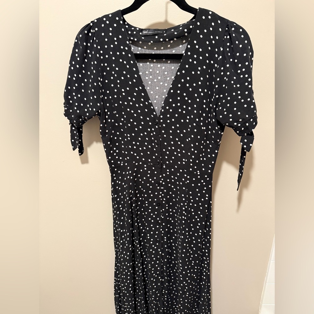 Black and White Polka Dot Midi Dress